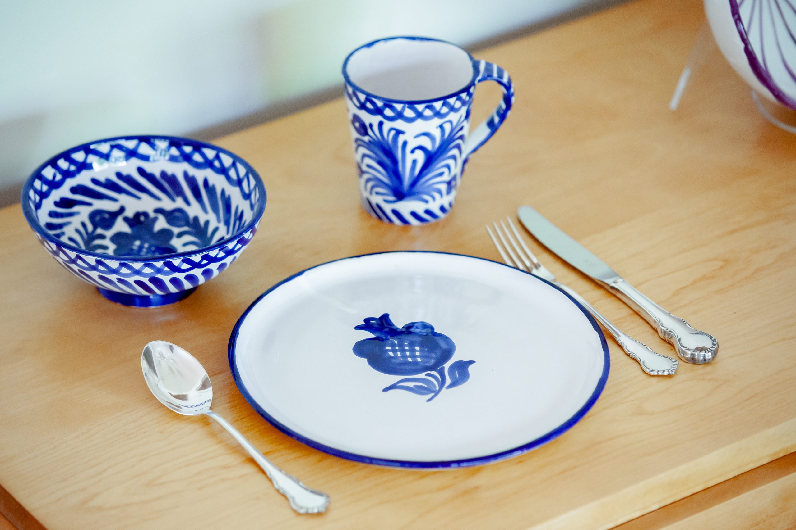 Bowl Granada Low En Céramique – Couleur Blanc Et Bleu Cobalt – Taille L (idéal Pour Salades, Céréales, Présentations)